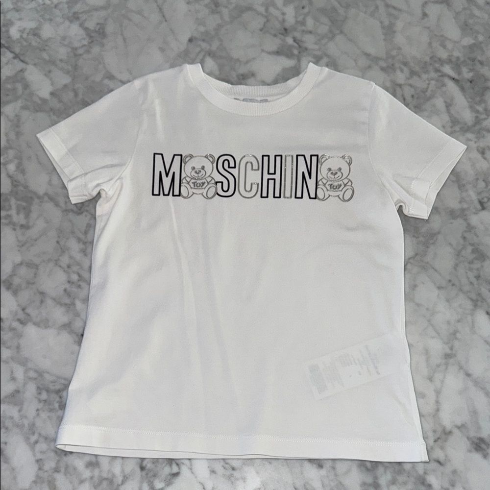 Moschino White Short Sleeve Tee Bold Logo 5Y